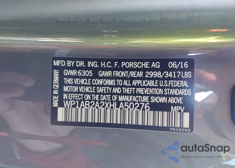 2017 Porsche Cayenne S z USA, uszkodzony, nr VIN WP1AB2A2XHLA50276